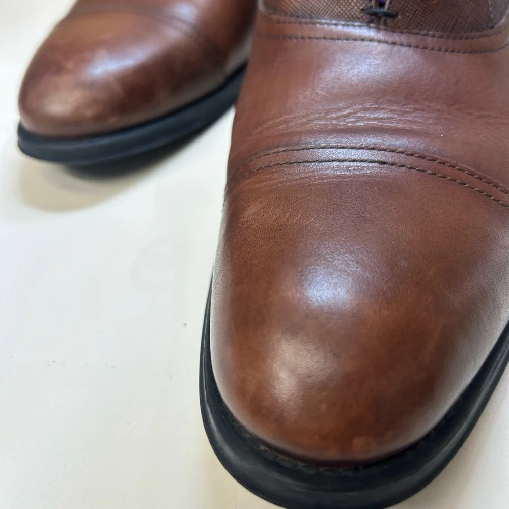 Ted Baker Brown Leather Oxfords with Blue Laces